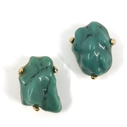 YVES SAINT-LAURENT - Boucles d'oreilles jade
